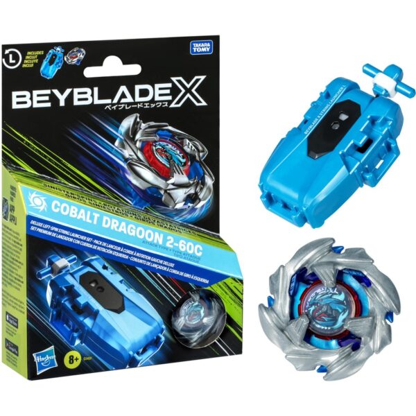 Beyblade X Cobalt Dragoon Left-Spin String Launcher Set